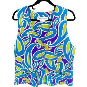 DVF Diane Von Fustenberg Wm’s Sz Lrg Silk Nautical Rope Vibrant Colored Vest